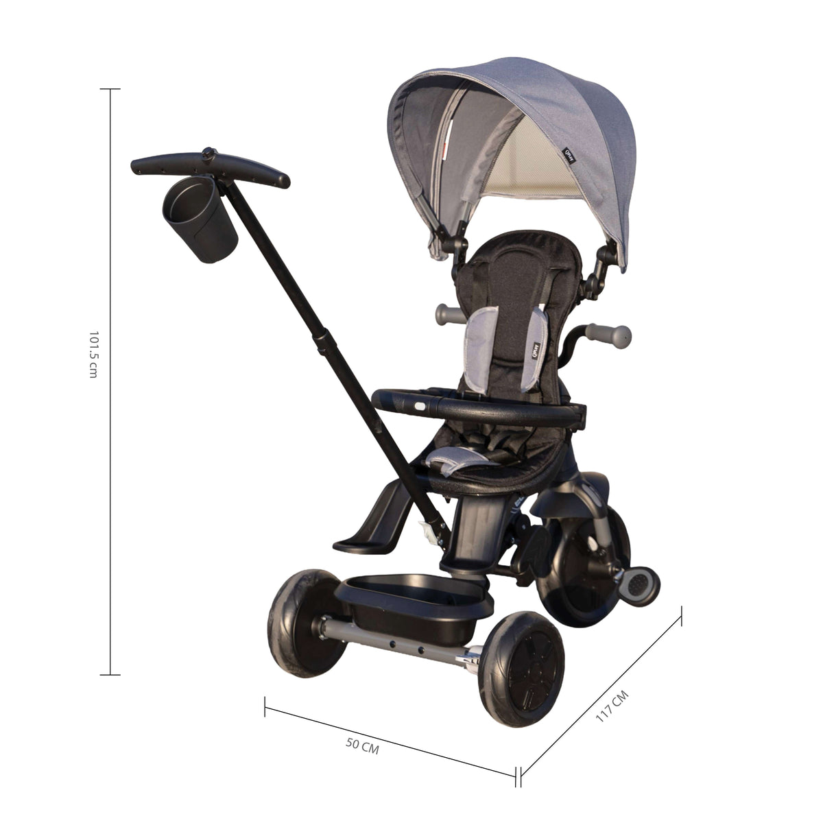 QPlay Elite Platinum 6-in-1 Tricycle – Grey – view 14