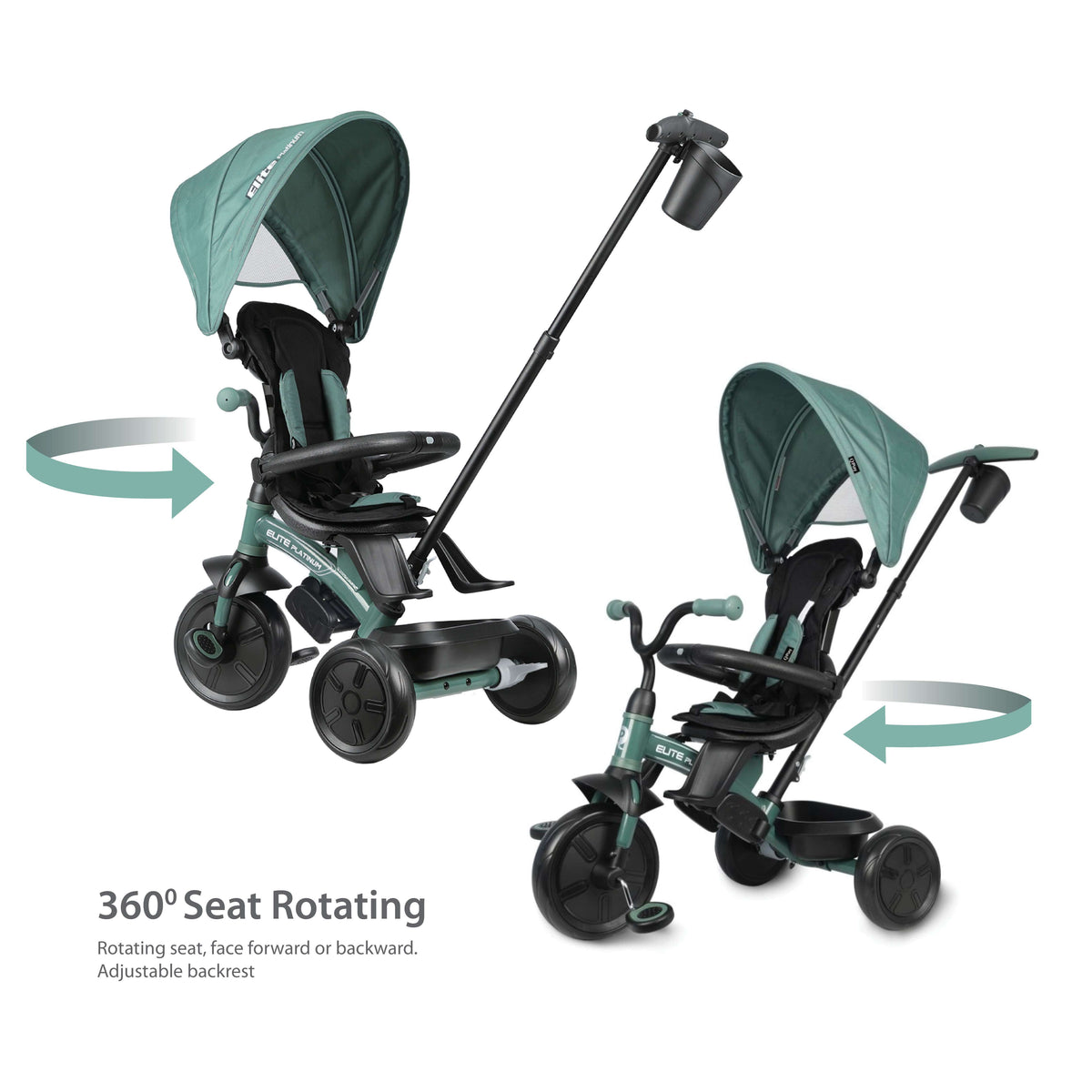 QPlay Elite Platinum 6-in-1 Tricycle – Green – view 8