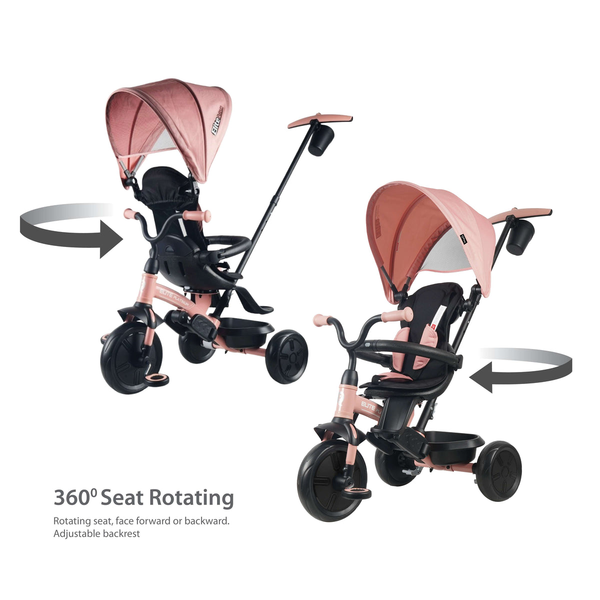 QPlay Elite Platinum 6-in-1 Tricycle – Pink – view 9