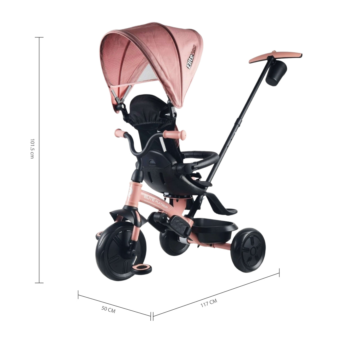 QPlay Elite Platinum 6-in-1 Tricycle – Pink – view 10