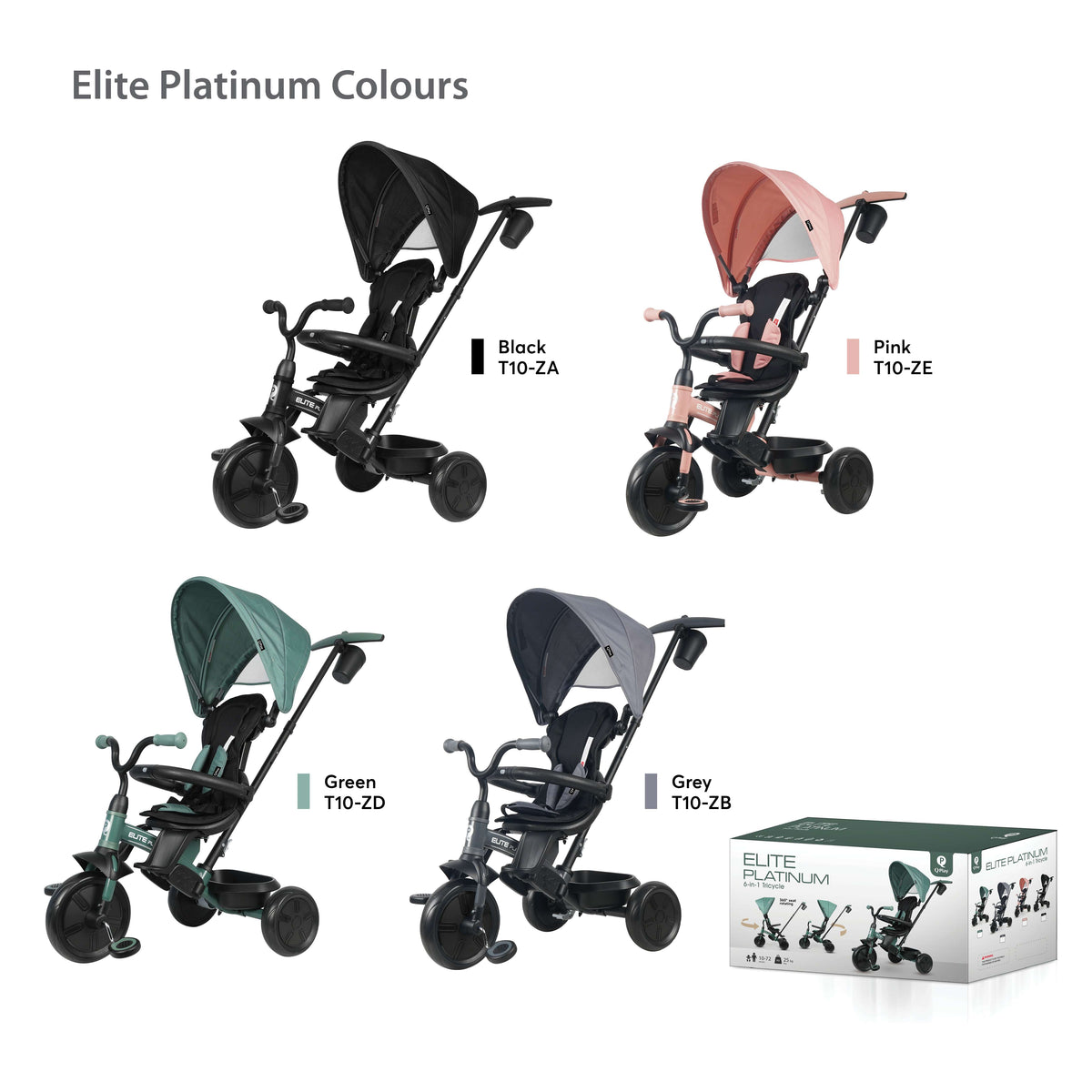 QPlay Elite Platinum 6-in-1 Tricycle – Pink – view 12