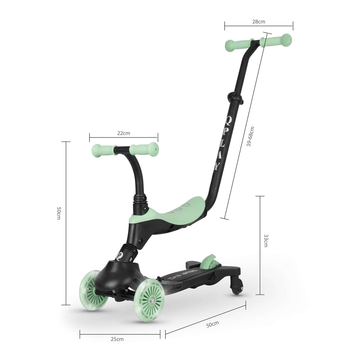 QPlay Sema Evo 5-in-1 Scooter – Jade Green – view 4