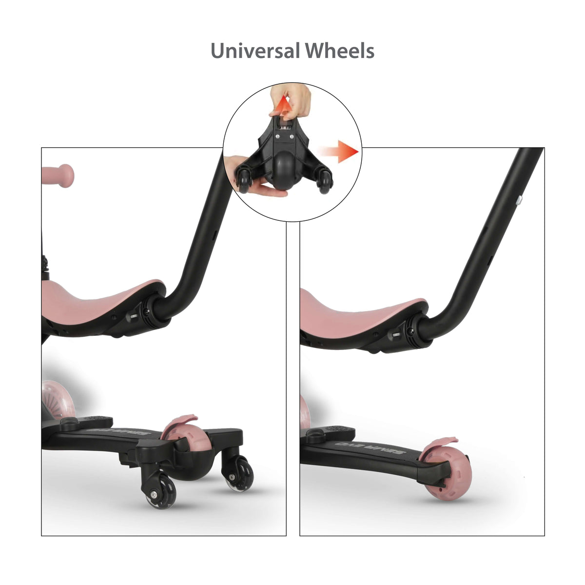 QPlay Sema Evo 5-in-1 Scooter – Coral Pink – view 3