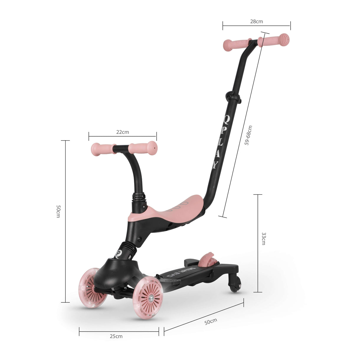 QPlay Sema Evo 5-in-1 Scooter – Coral Pink – view 5