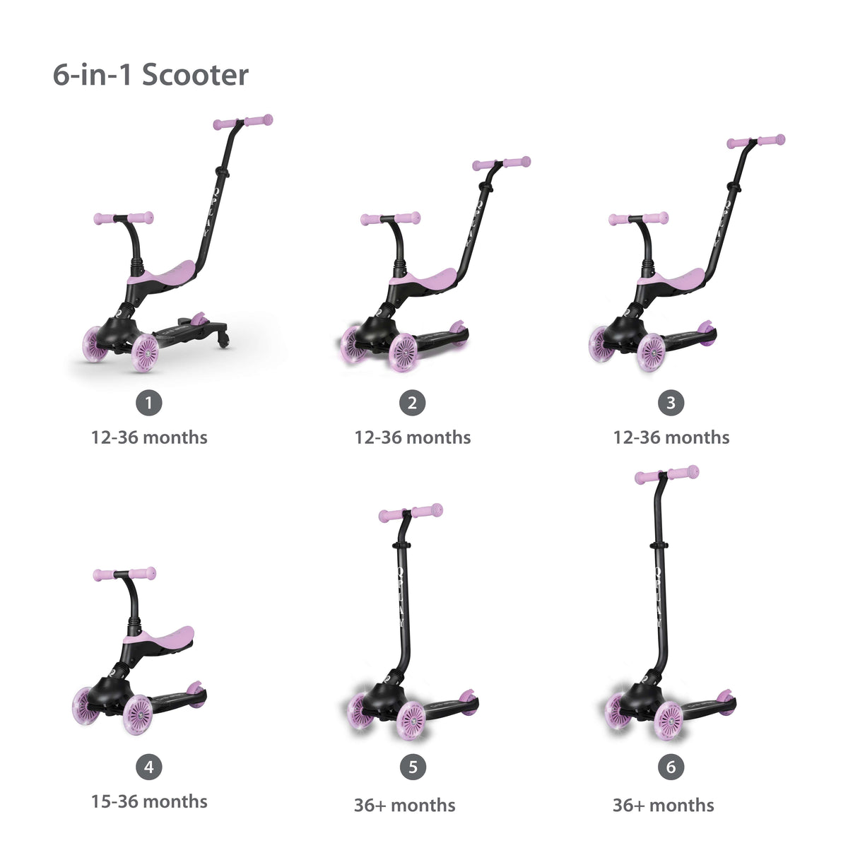 QPlay Sema Evo 5-in-1 Scooter – Violet – view 1