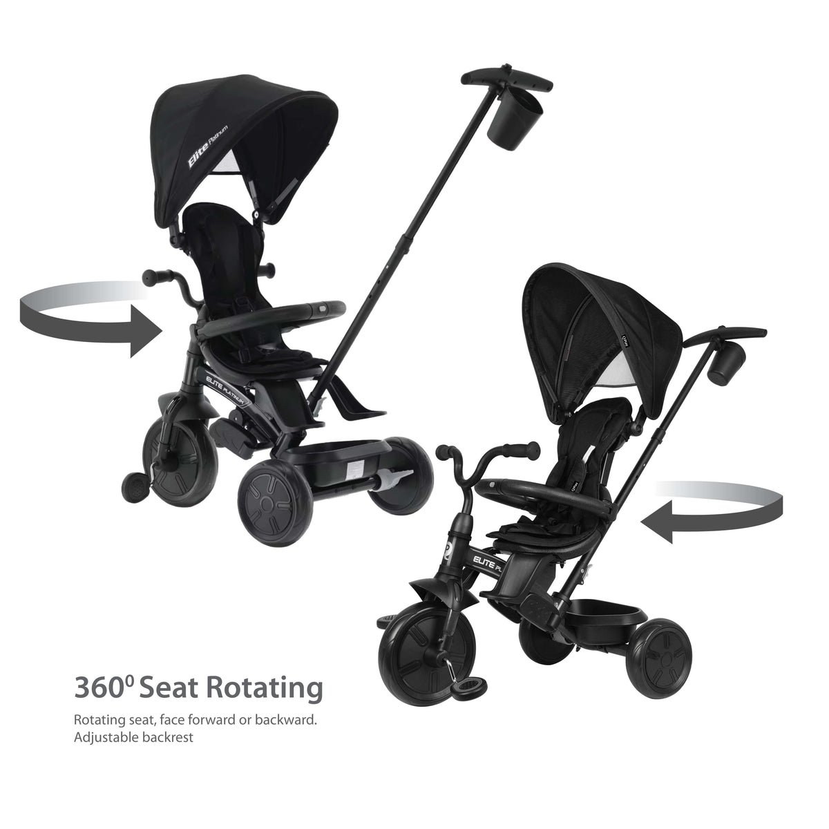 QPlay Elite Platinum 6-in-1 Tricycle – Black – view 9