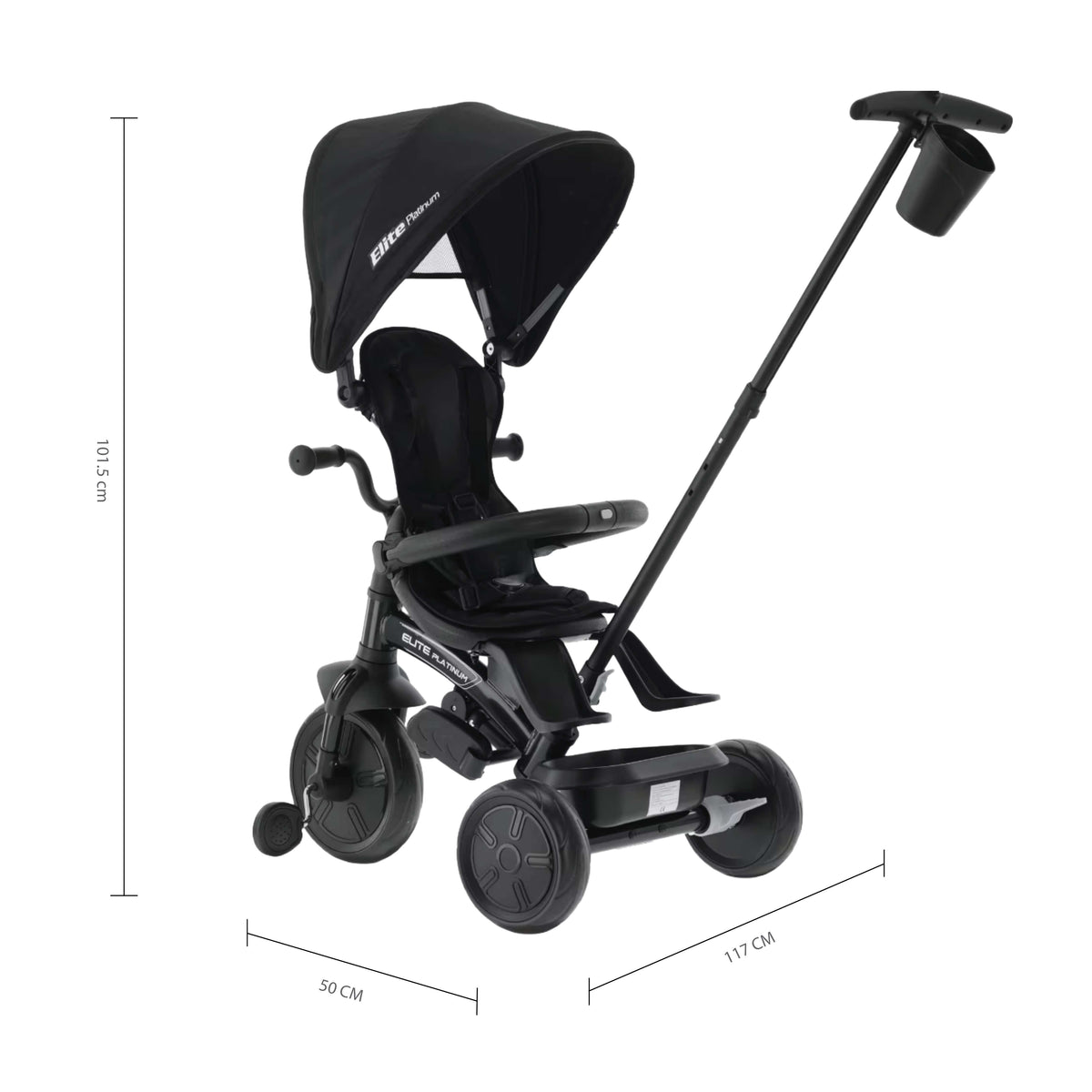 QPlay Elite Platinum 6-in-1 Tricycle – Black – view 10