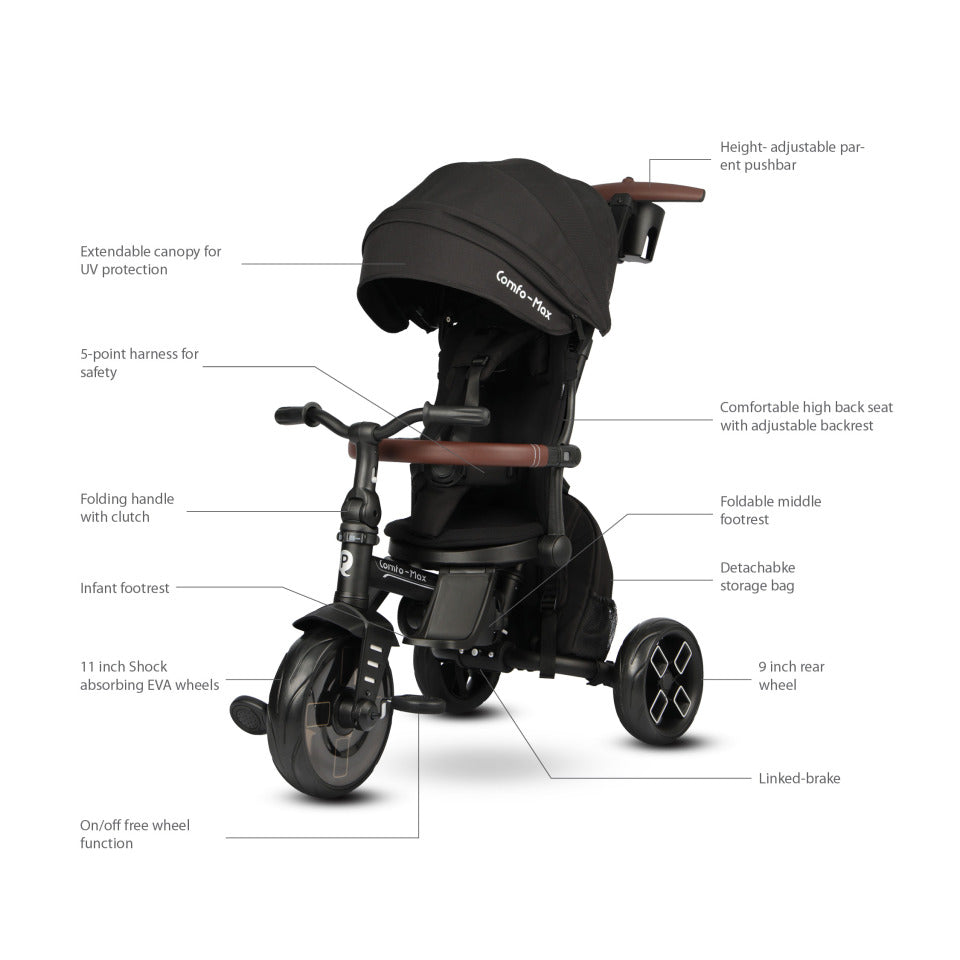 QPlay Comfo Max 7-in-1 Tricycle – Black – view 2