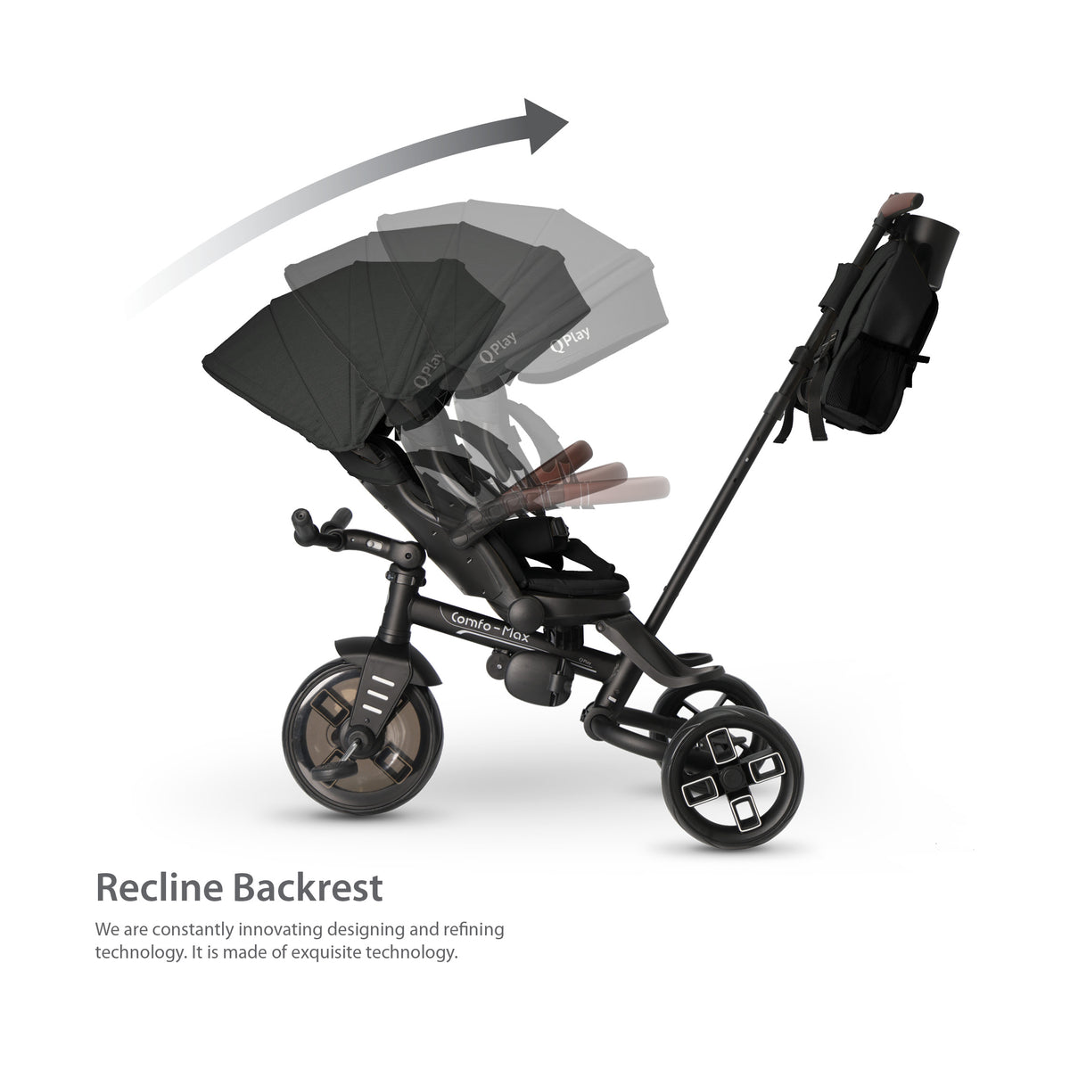 QPlay Comfo Max 7-in-1 Tricycle – Black – view 14