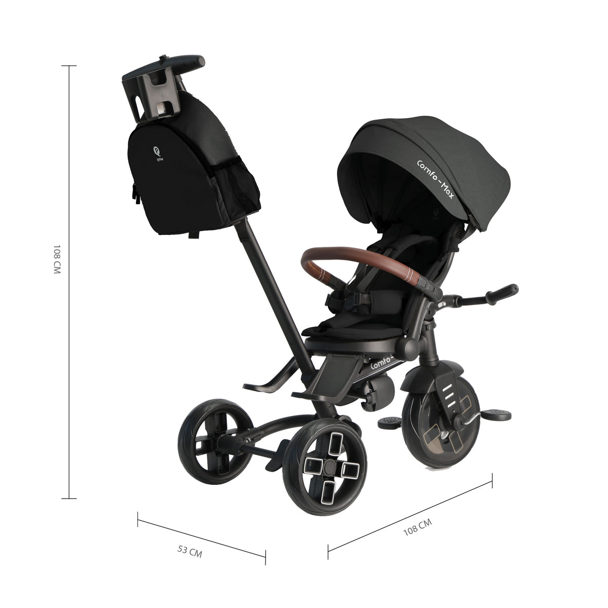 QPlay Comfo Max 7-in-1 Tricycle – Black – view 9