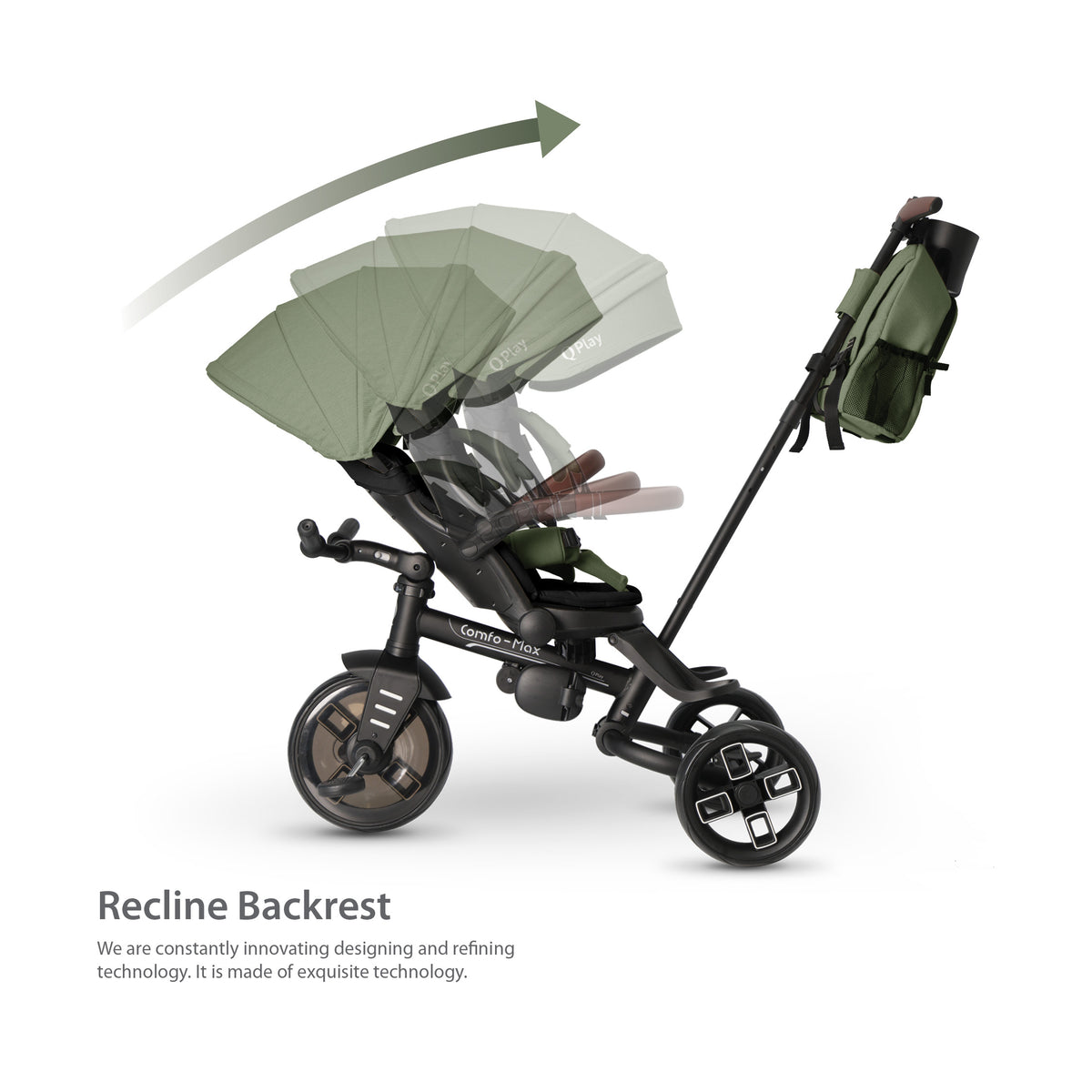QPlay Comfo Max 7-in-1 Tricycle – Olive Green – view 11