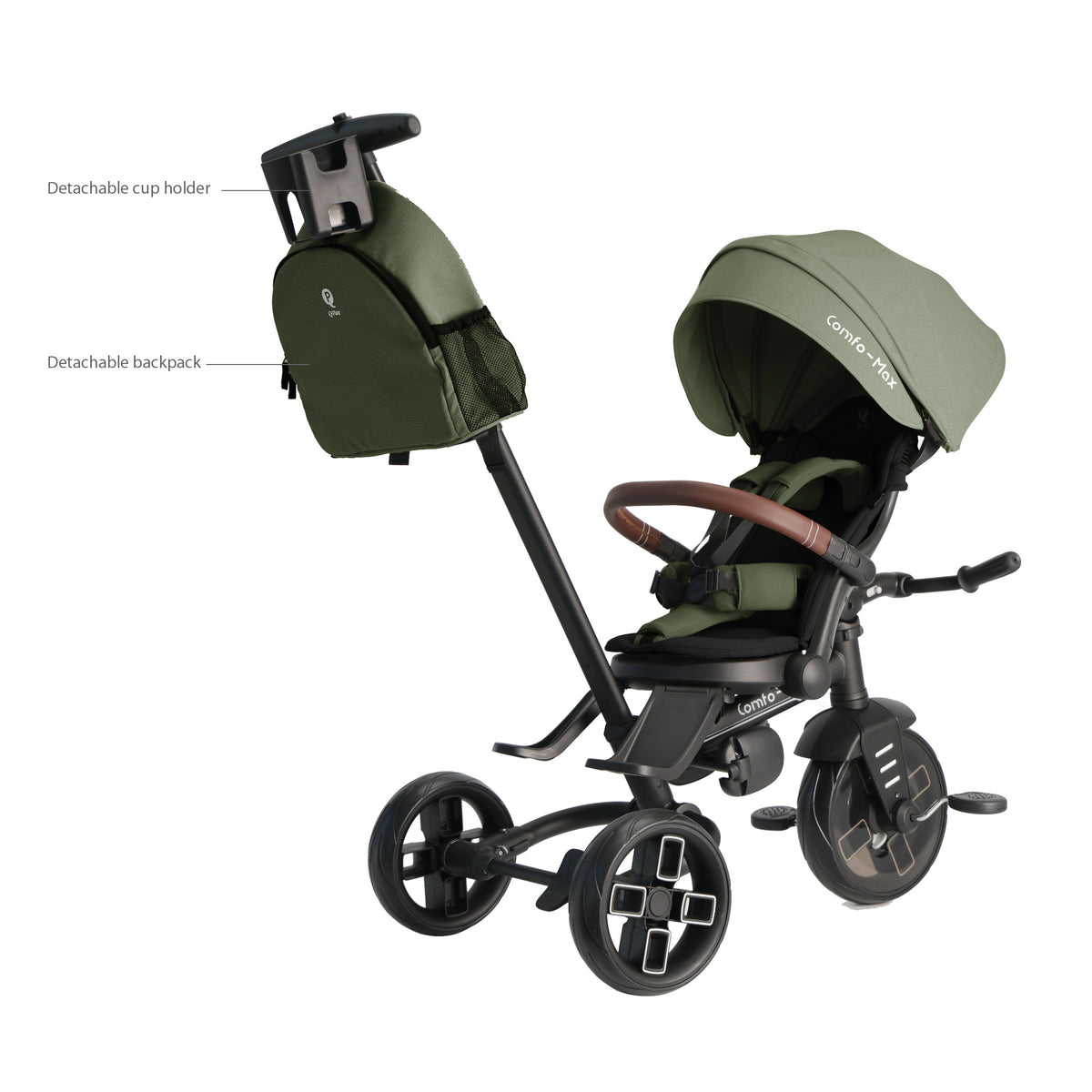 QPlay Comfo Max 7-in-1 Tricycle – Olive Green – view 3