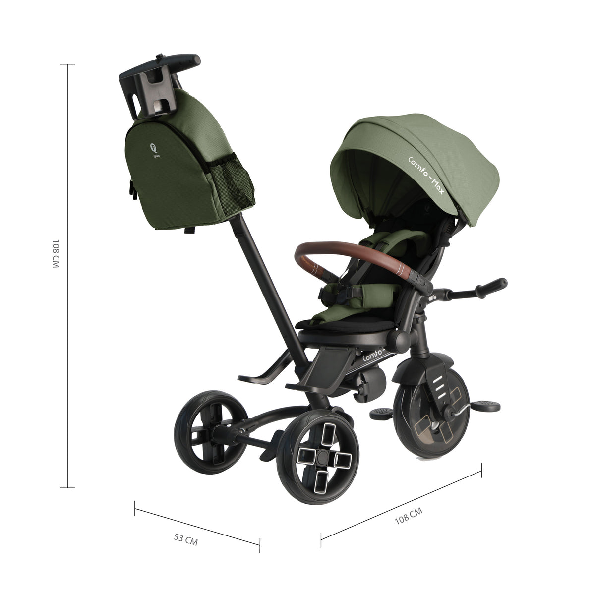 QPlay Comfo Max 7-in-1 Tricycle – Olive Green – view 7