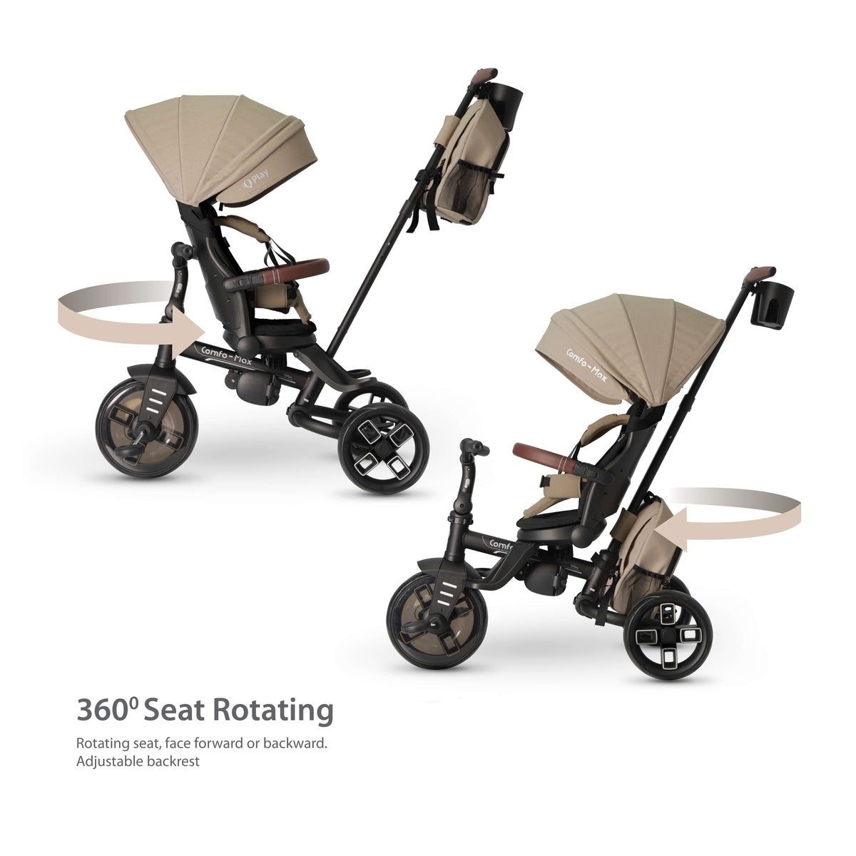 QPlay Comfo Max 7-in-1 Tricycle – Coffee – view 16