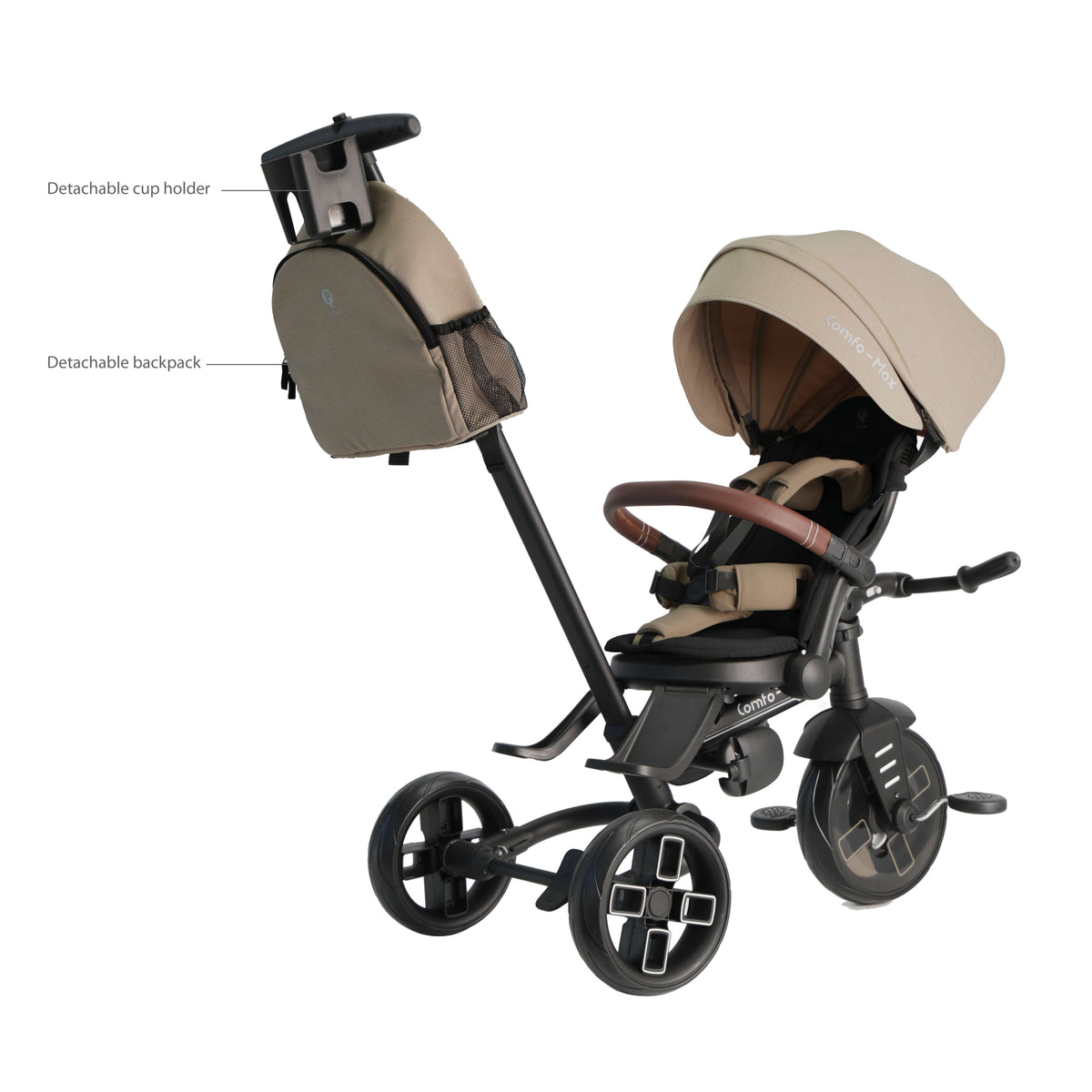 QPlay Comfo Max 7-in-1 Tricycle – Coffee – view 18