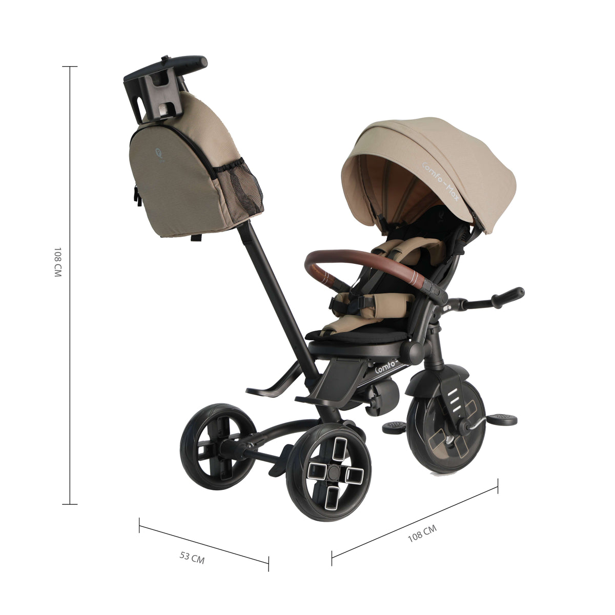 QPlay Comfo Max 7-in-1 Tricycle – Coffee – view 9