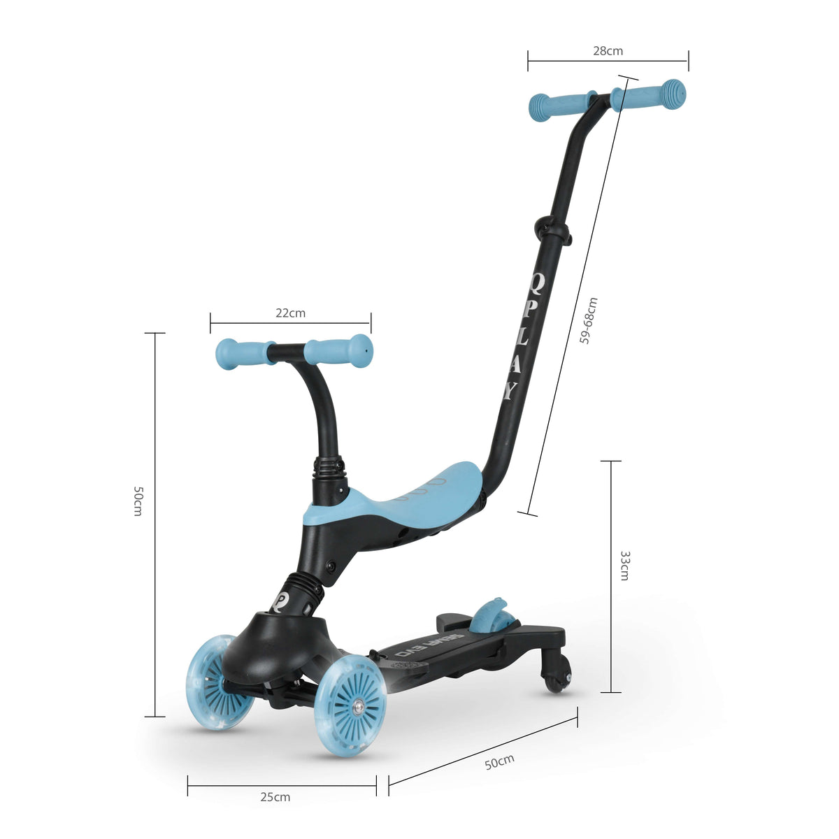 QPlay Sema Evo 5-in-1 Scooter – Sky Blue – view 10