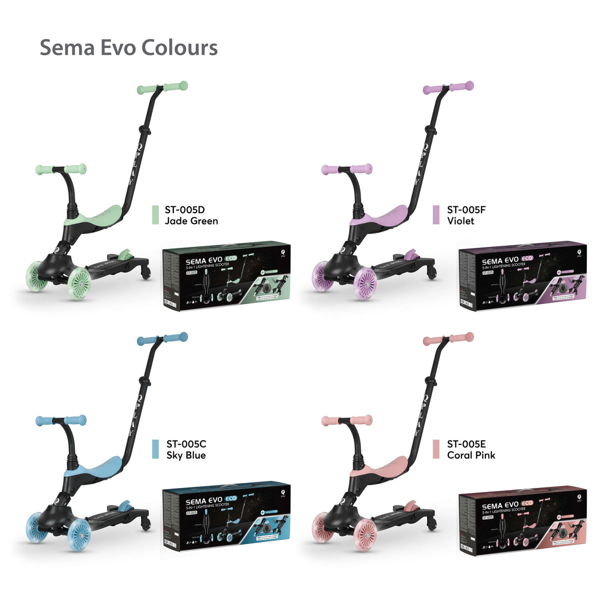 QPlay Sema Evo 5-in-1 Scooter – Sky Blue – view 7