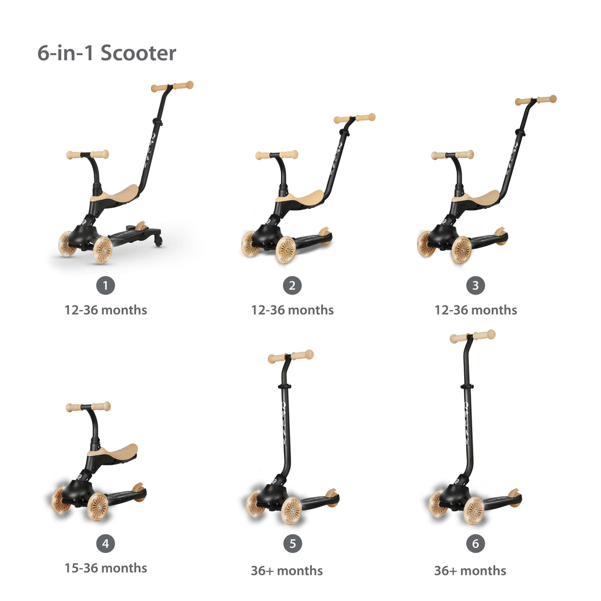 QPlay Sema Evo 5-in-1 Scooter – Khaki – view 2