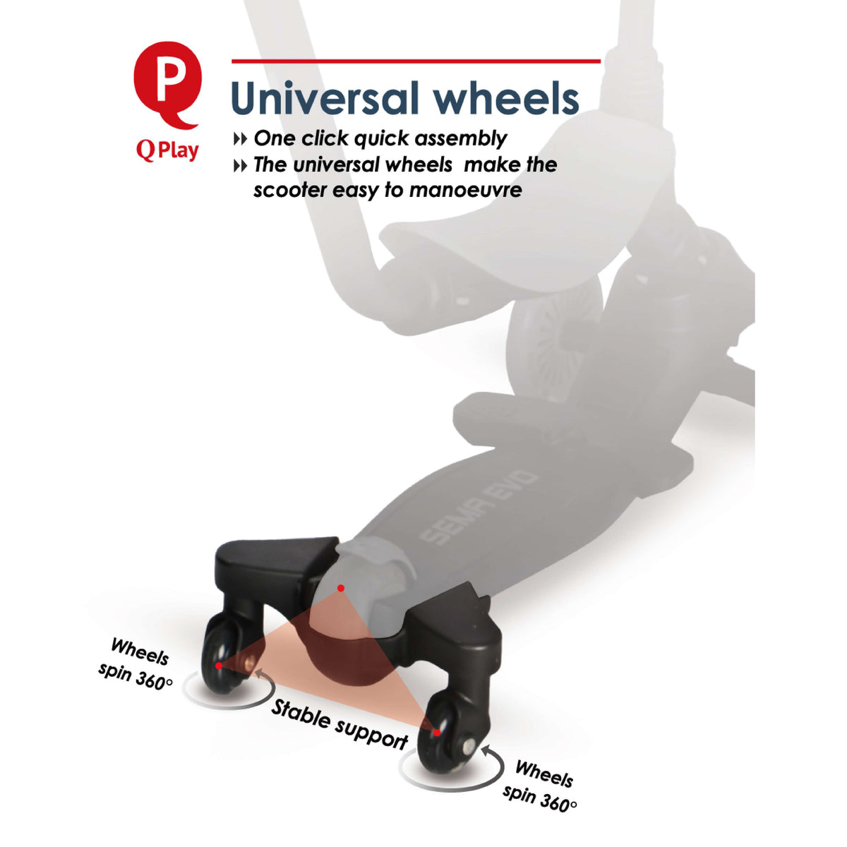 QPlay Sema Evo 360° Swivel Wheel – view 2
