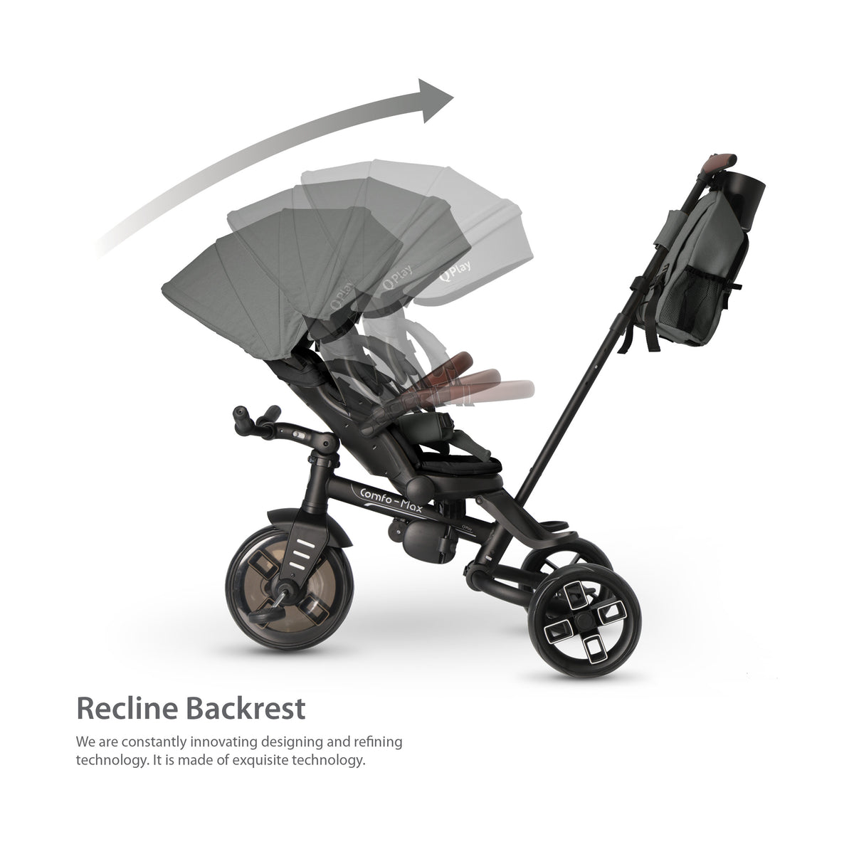 QPlay Comfo Max 7-in-1 Tricycle – Grey – view 9