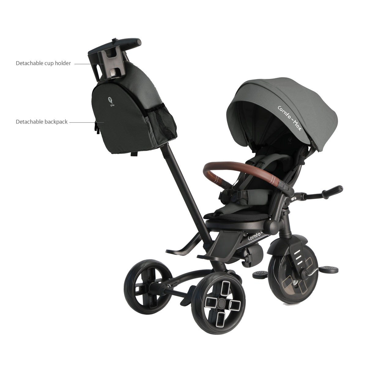 QPlay Comfo Max 7-in-1 Tricycle – Grey – view 10