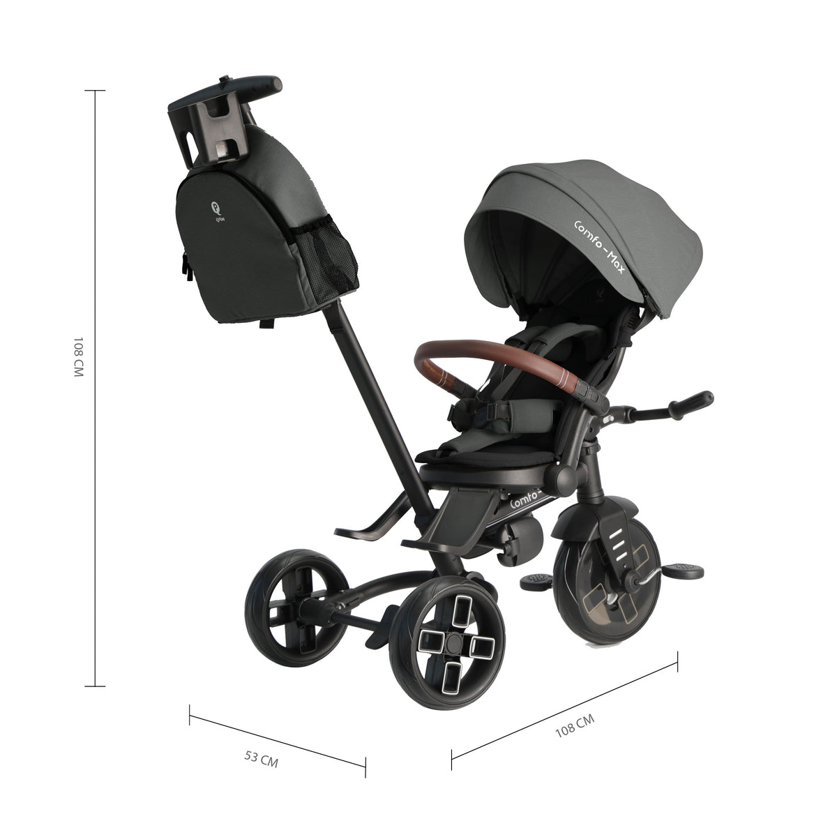 QPlay Comfo Max 7-in-1 Tricycle – Grey – view 11