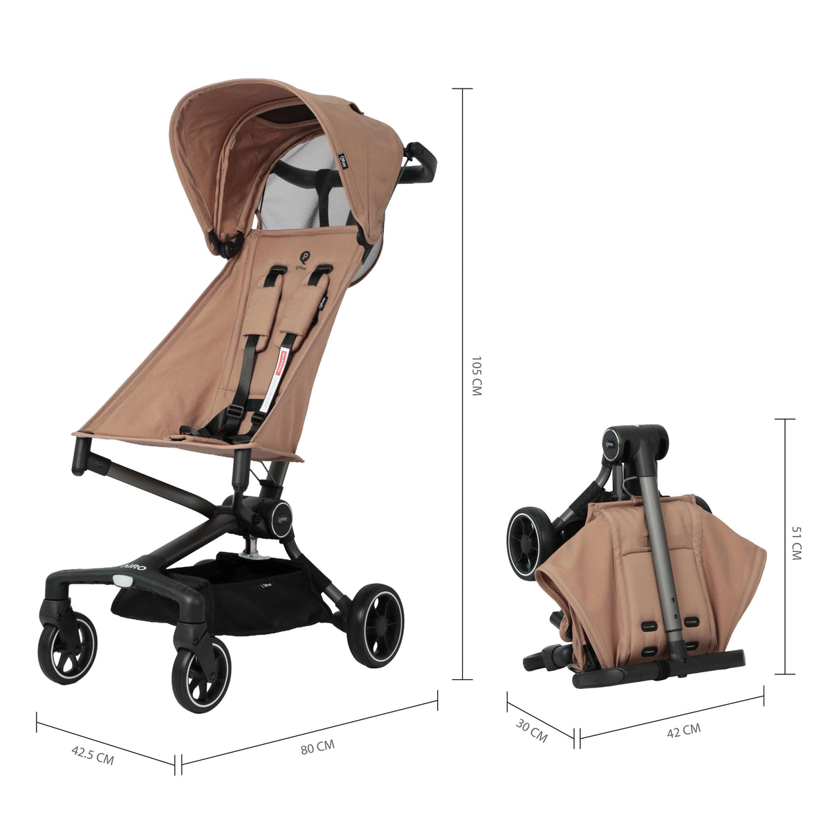 QPlay Airo Stroller – Brown – view 2